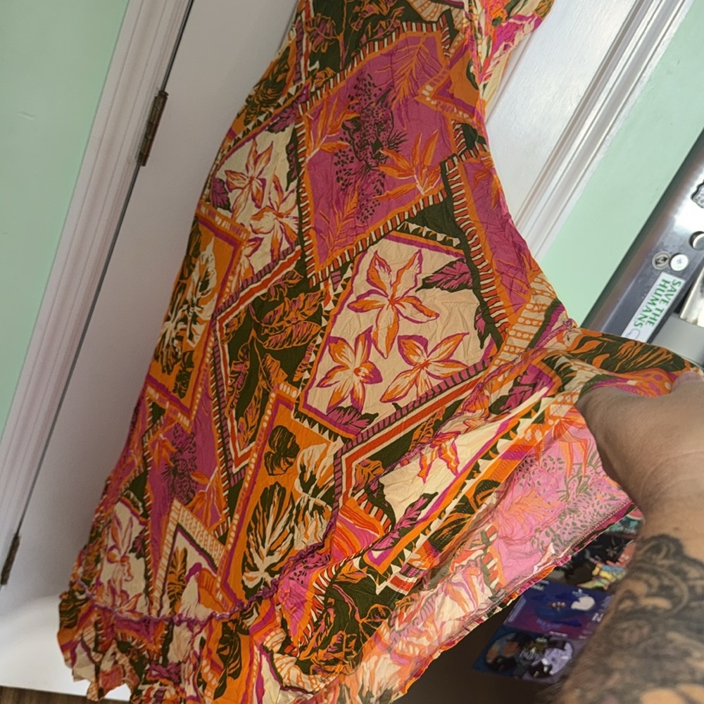Favela Hype Pink Floral Halter Hi-Lo Dress Brazilian DesignerTropical Size Small - Picture 11 of 13